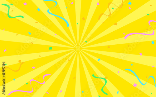 紙吹雪が舞う黄色の放射状の線