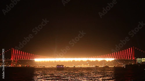 Istanbul celebrates to Anniversary of Republic with a great show from 16 different points. Fireworks show started on the Bosporus Bridge with a 42 firing system and 800 meter wide firefall. Let's begi photo