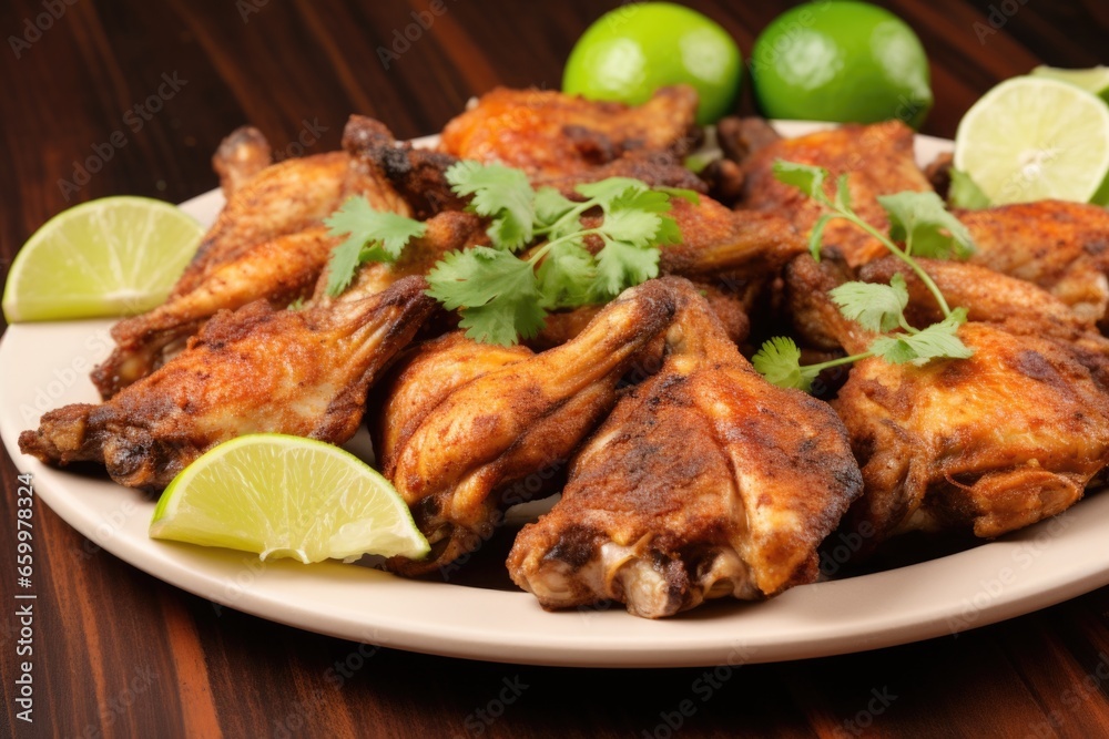 close-up of mexican style spicy chicken wings