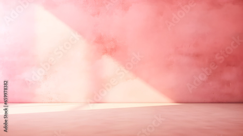 Wunderschönes originelles Hintergrundbild eines leeren Raums mit einem Spiel aus Licht und Schatten an Wand und Boden für Design oder kreative Arbeit. Generiert mit KI