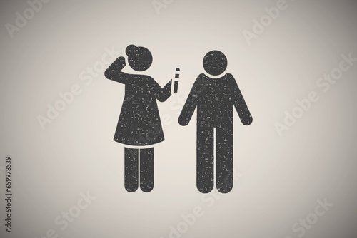 Mother, angry, maternal, dad icon vector illustration in stamp style