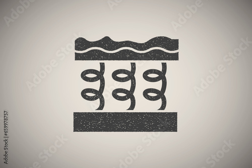 Mattress, springs icon vector illustration in stamp style