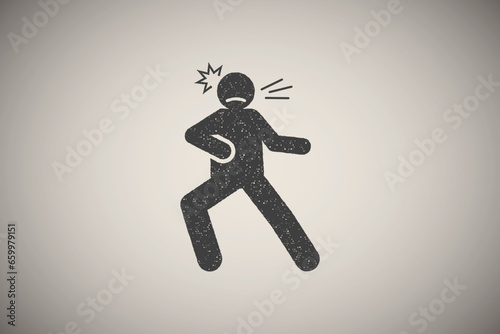 Aggressive, brutal, defiant, hostile icon vector illustration in stamp style