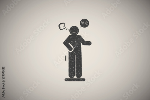Man, kg, aggressive icon vector illustration in stamp style