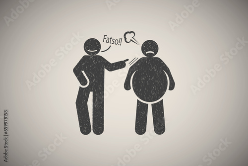 Insensitive, making fun, mocking icon vector illustration in stamp style