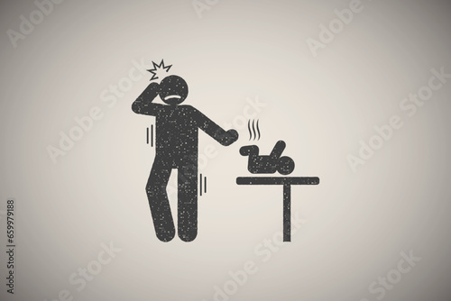 man and baby cry icon vector illustration in stamp style