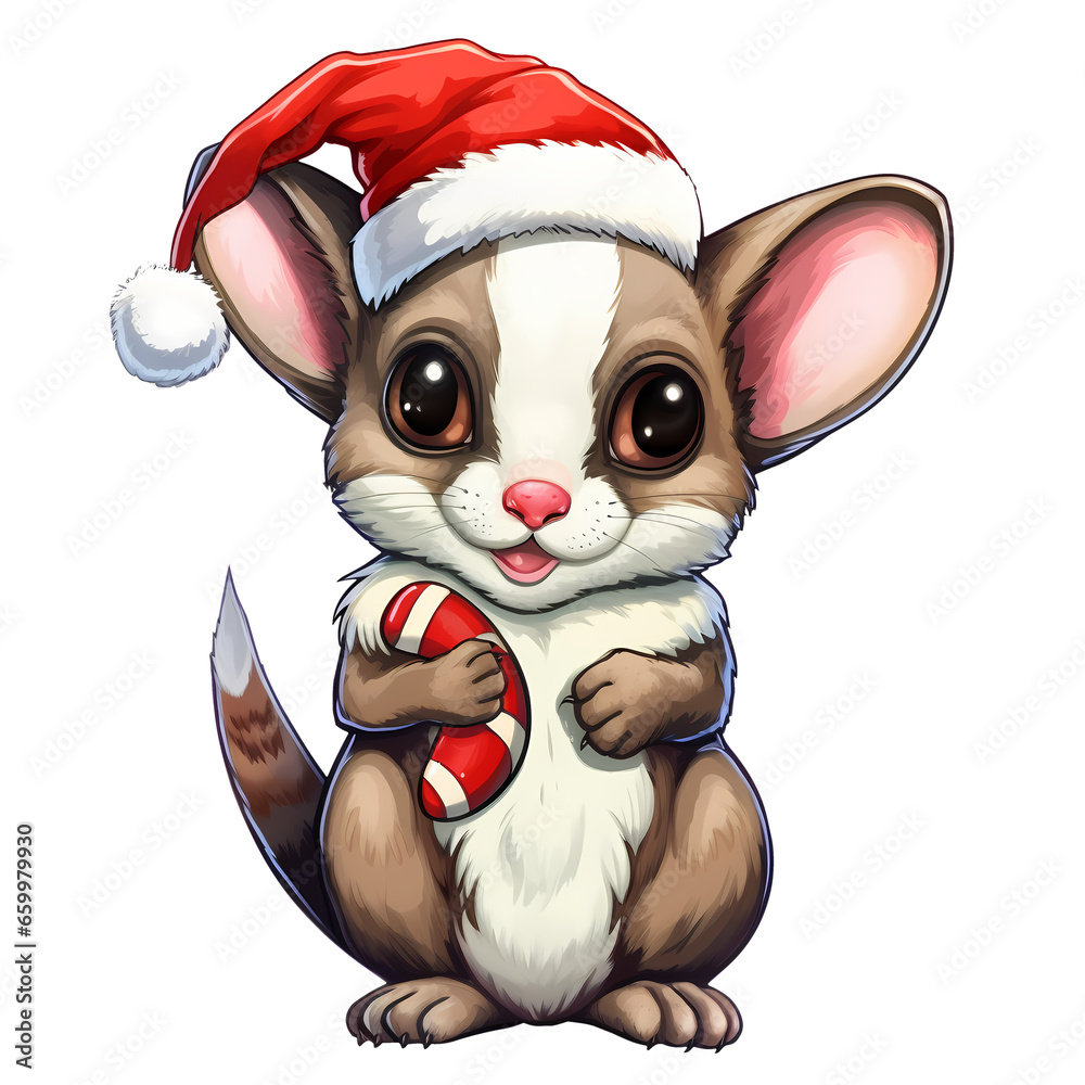Cute Sugar Glider Christmas Clipart Illustration Cute Sugar Glider Christmas Clipart Illustration
