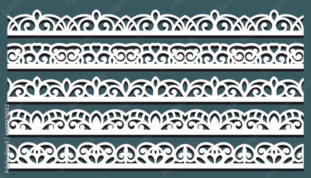 Laser cutting template of openwork vector silhouette. Wedding invitation card with lace border at vintage style. Elegant ornamental vignette on blue background. Cutout paper frame for holiday party. Laser cutting template of openwork vector silhouette. Wedding invitation card with lace border at vintage style. Elegant ornamental vignette on blue background. Cutout paper frame for holiday party.
