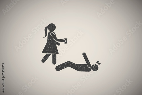 Tea help moving icon vector illustration in stamp style