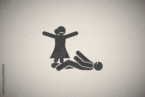 Pillow position side icon vector illustration in stamp style