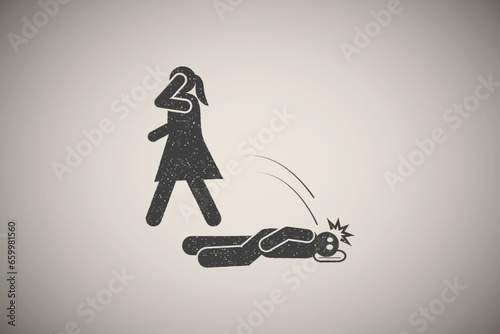Call help man icon vector illustration in stamp style