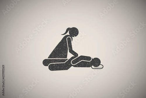 Care rest reassure icon vector illustration in stamp style