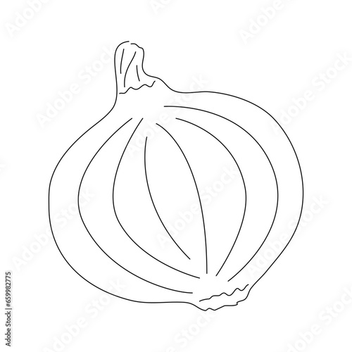 Red onion doodle icon. Hand drawn black sketch. Vector editable stroke.