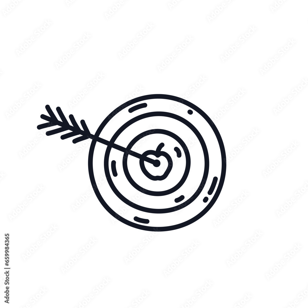 Shooting target apple logo icon sign Hand drawn Arrow emblem Cartoon ...