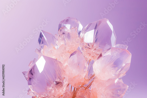 Pastel crystals illuminated by soft natural light, mystical crystals background, pastel background 