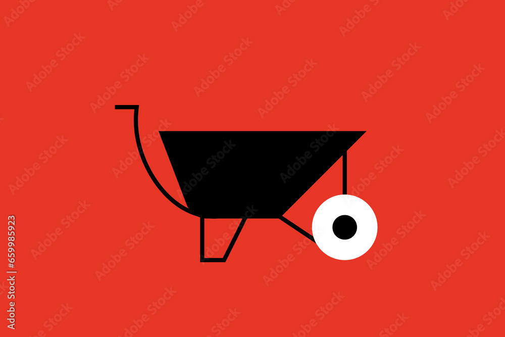 working wheelbarrow illustration. Vector illustration in flat style design. working wheelbarrow illustration. Vector illustration in flat style design.
