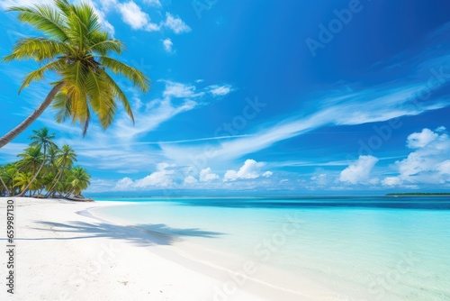 Tropical beach background with summer landscape, Generative AI