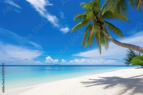 Tropical beach background with summer landscape, Generative AI © tonstock