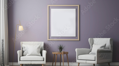 Frame with space for text or image mockup on wall in a room wall © Studiomann