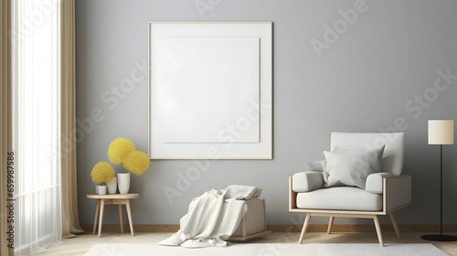 Frame with space for text or image mockup on wall in a room wall photo