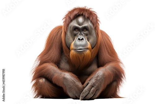 Orangutan on White Background Generative AI