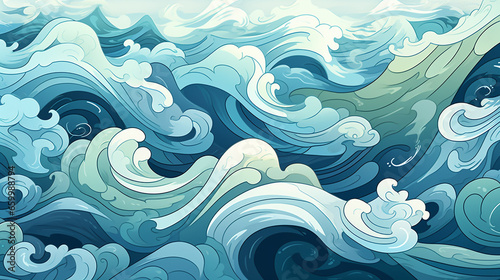 Sea life ocean pattern generative ai illustration © allasimacheva