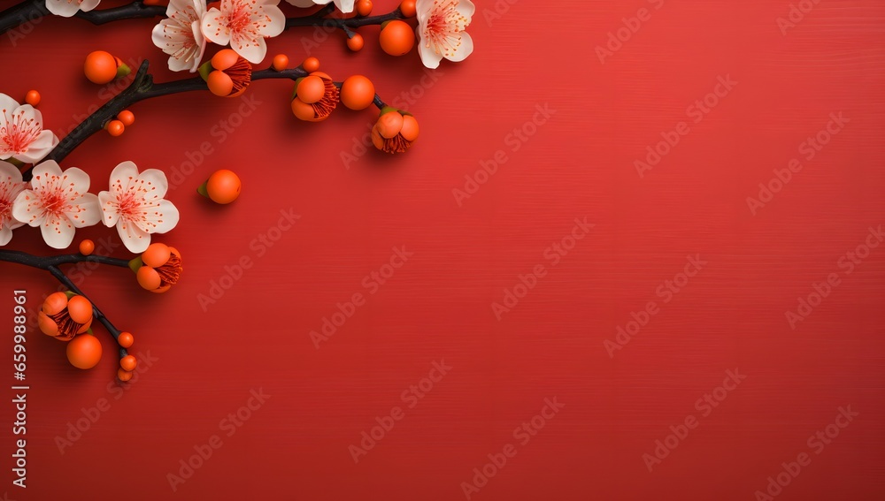 oriental style cherry blossoms on a red background oriental style cherry blossoms on a red background