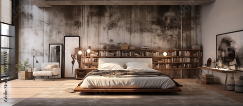 Bedroom interior design portrayed with ing