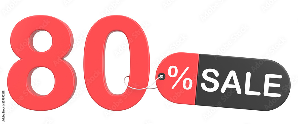 Eighty percent sale. 80% sale. 3D illistration. Eighty percent sale. 80% sale. 3D illistration.