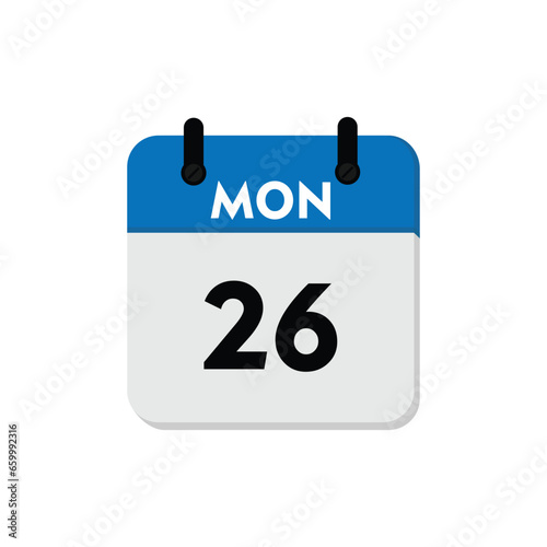Calendar Displaying Monday 26 for Scheduling