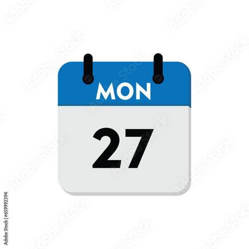 Vector Calendar Icon Displaying Monday 27
