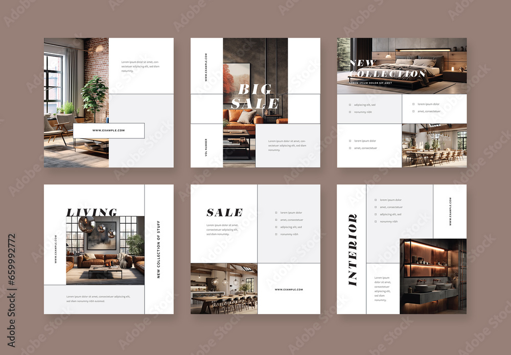 Interior Design Post Layouts For Social Media Stock Template | Adobe Stock