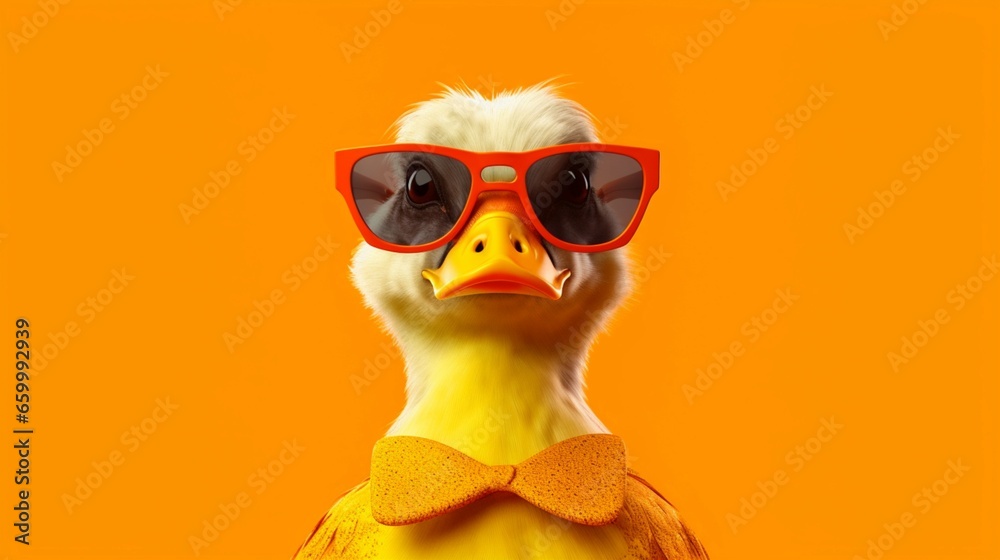 Generative AI illustration of stylish funny duck with.Generative AI Generative AI illustration of stylish funny duck with.Generative AI