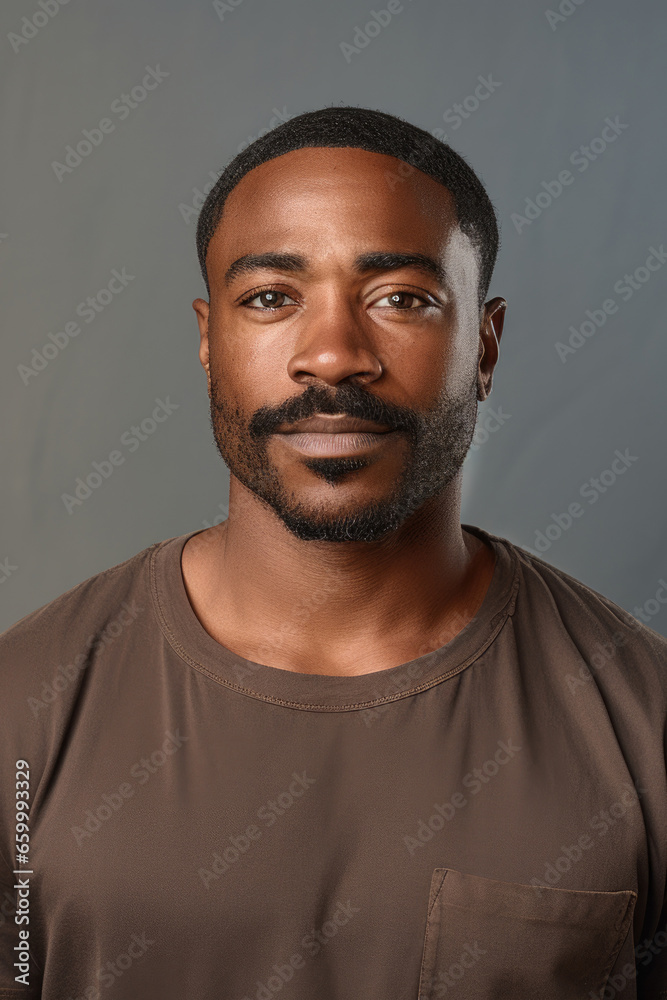 Portrait of an african american black smiling man with moustache in support of men's health and movember global community, dressed in casual Portrait of an african american black smiling man with moustache in support of men's health and movember global community, dressed in casual