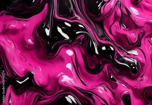 In this intriguing artwork, liquid fluidity takes center stage, with the dramatic fusion of pink and black tones converging in a dynamic explosion, akin to a splash blast suspended in breathtaking det