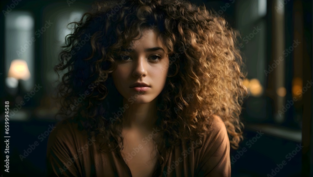 A woman with curly brown hair A woman with curly brown hair