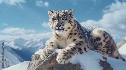 snow leopard in the snow