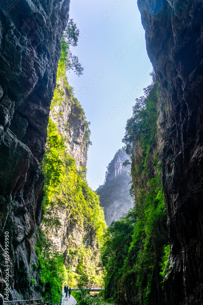 The exit of Heilong Bridges in Wulong Karst National Geology Park, Chongqing, China