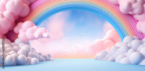 rainbow sky background with clouds