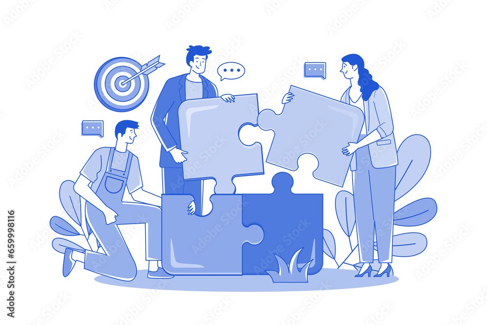 Fototapeta premium The staff group put the pieces together