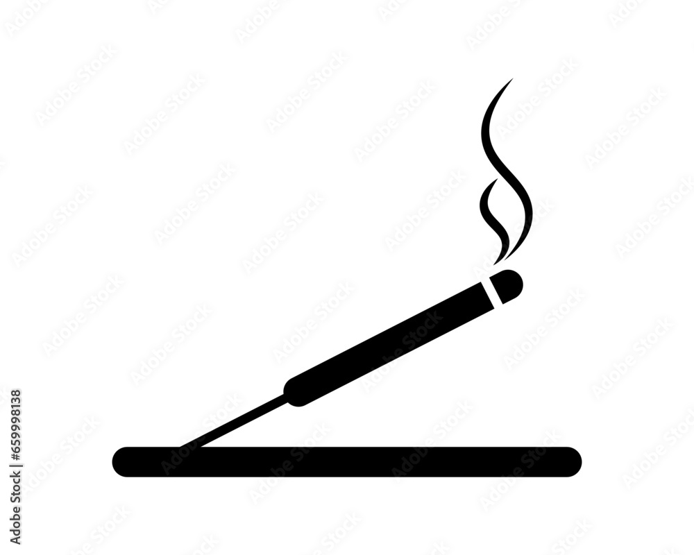Smoking stick of incense on censer. Aromatherapy and relaxation for meditations with religious prayer atmosphere and vector ceremonies