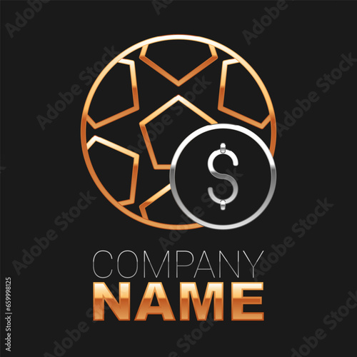 Line Soccer football betting money icon isolated on black background. Football bet bookmaker. Soccer betting online make money. Colorful outline concept. Vector