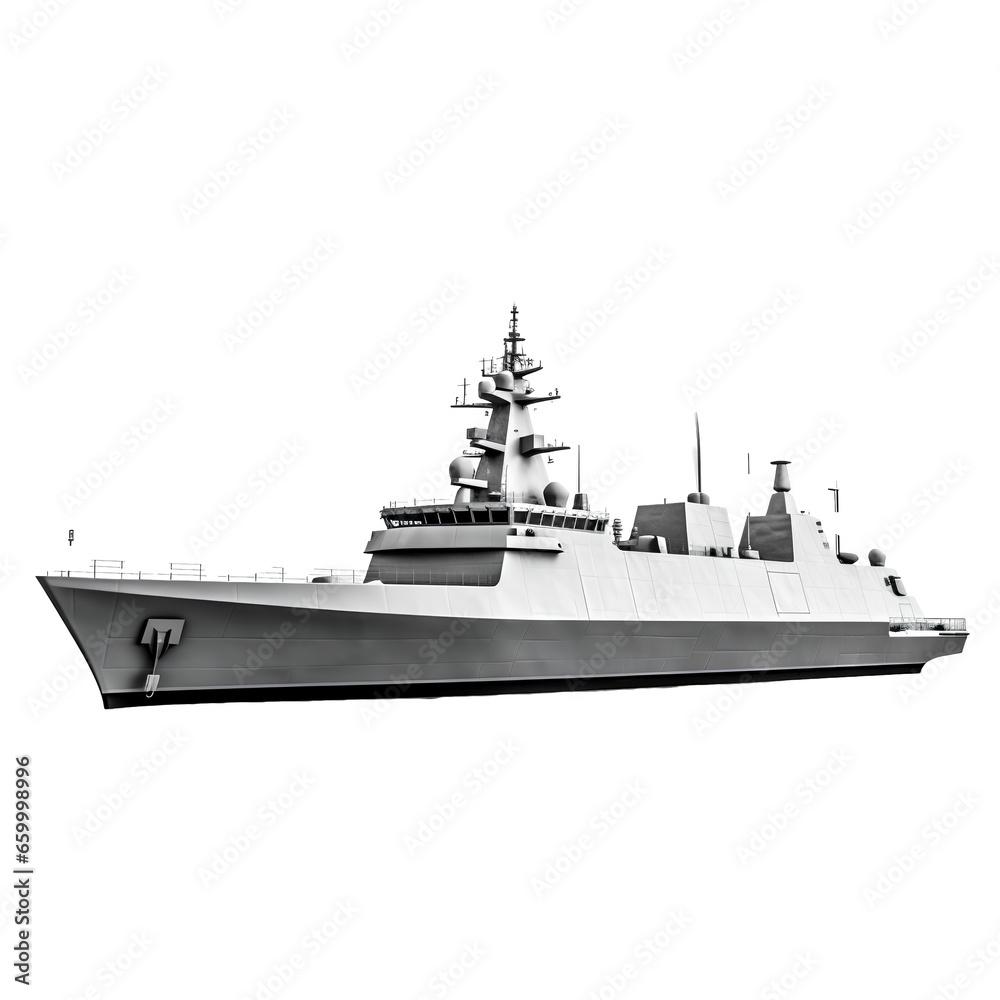 Modern destroyer on transparent background PNG