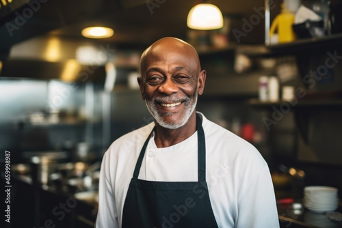 Portrait of a senior male chef in the kitchen