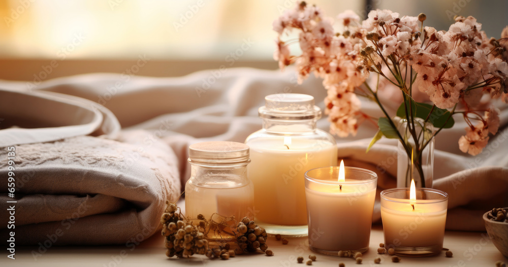 spa still life with candle