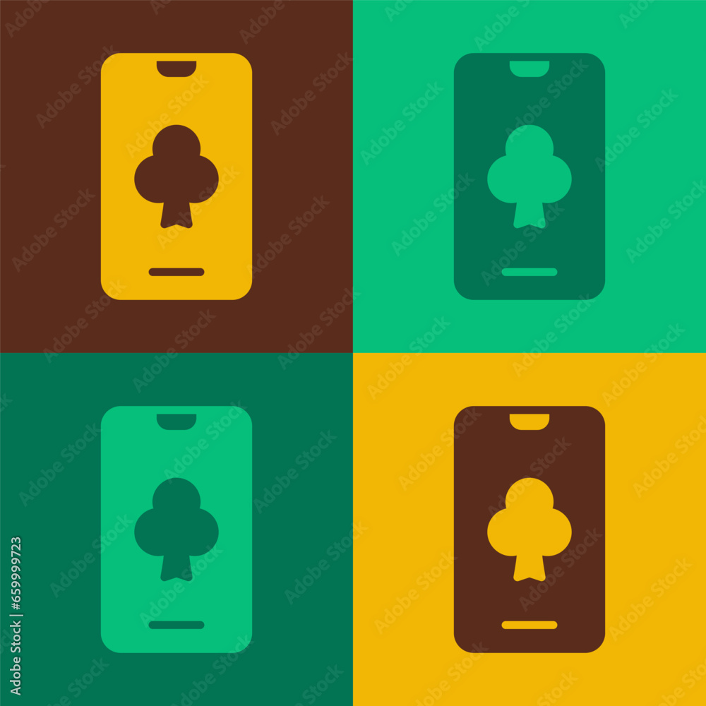 Pop art Online poker table game icon isolated on color background. Online casino. Vector