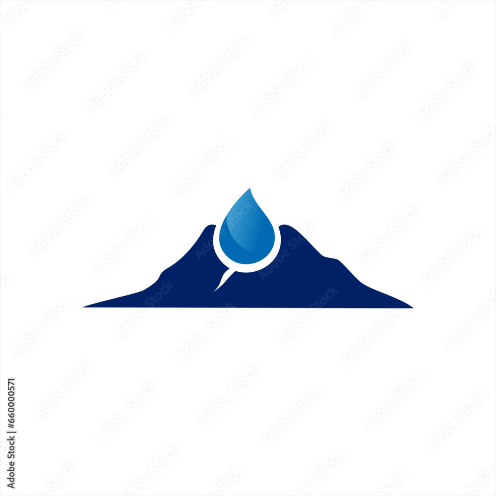 Fototapeta premium water and mountain logo design, mountain water logo design, natural, clear, fresh 