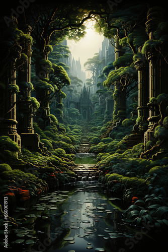 The Hidden Temple in the Jungle: A Digital Artwork © Moon