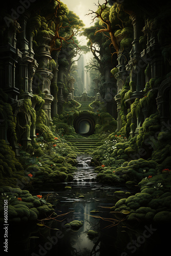 The Hidden Temple in the Jungle  A Digital Artwork