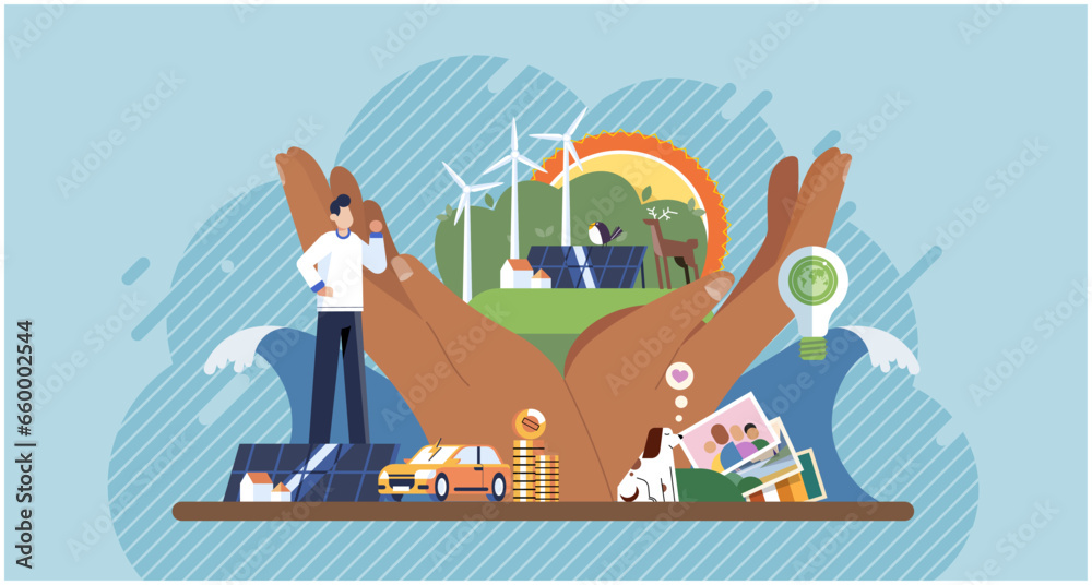 Wellbeing metaphor. Vector illustration. Employee wellbeing, barometer